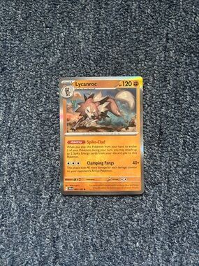 Pokemon Lycanroc Card - Orange and Brown Artwork
